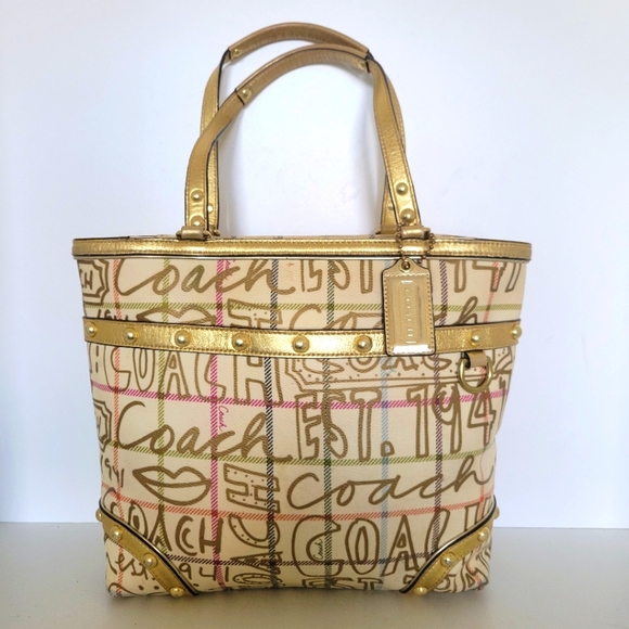 Coach Signature Coated Canvas Gold/Creamy Tote bag - Picture 2 of 10